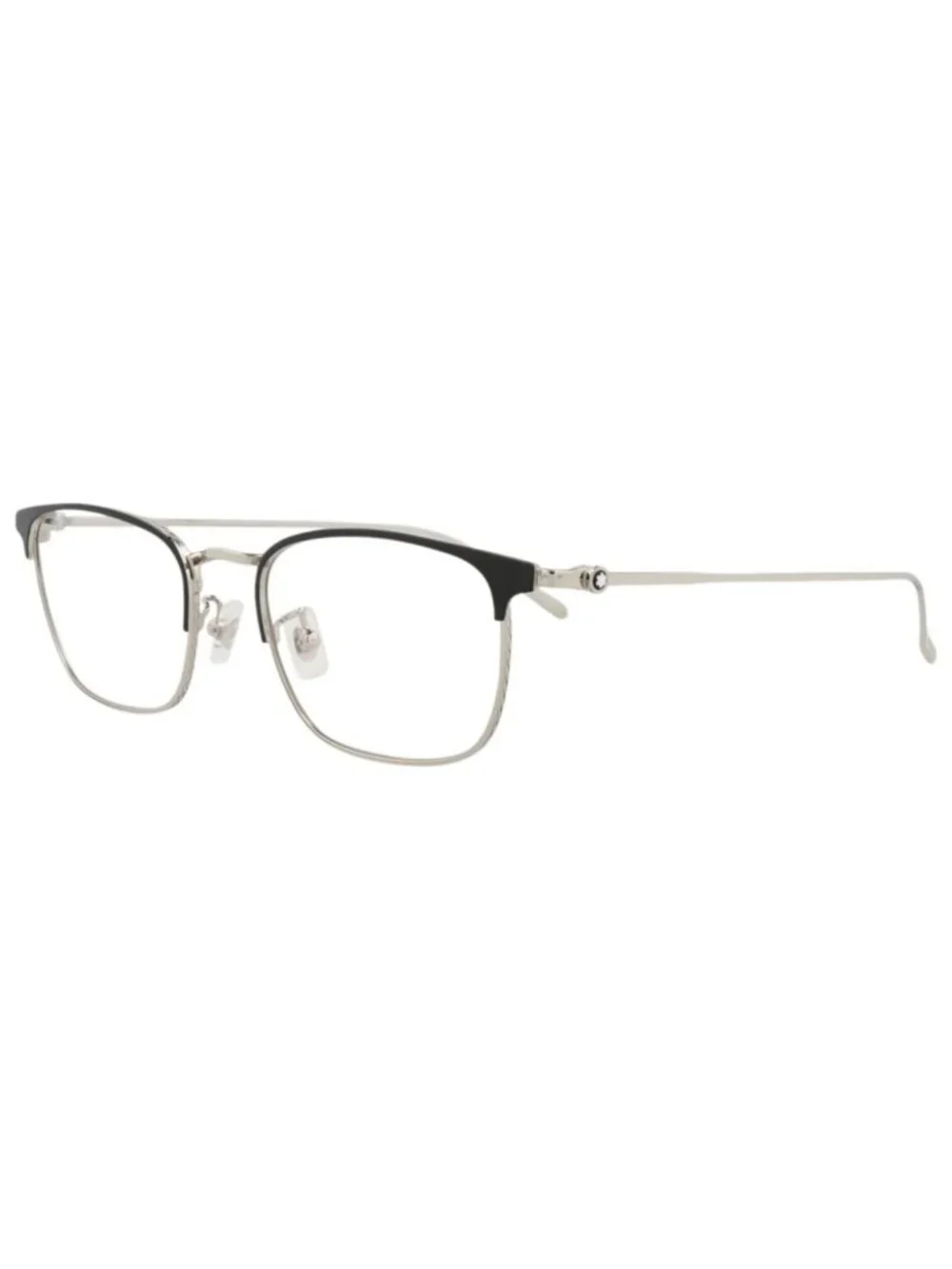 New Montblanc Women's Eyeglasses Square Rectangle Metal Frame Mens Silver Silver